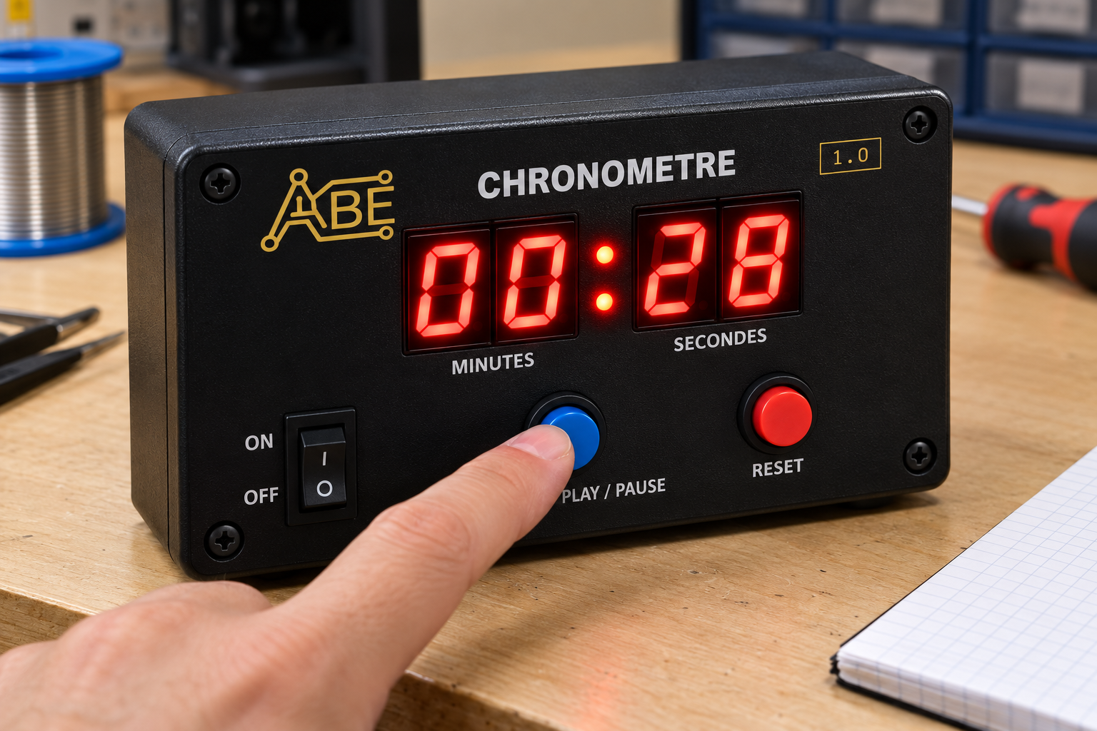 Chronomètre électronique dans son environnement de fonctionnement