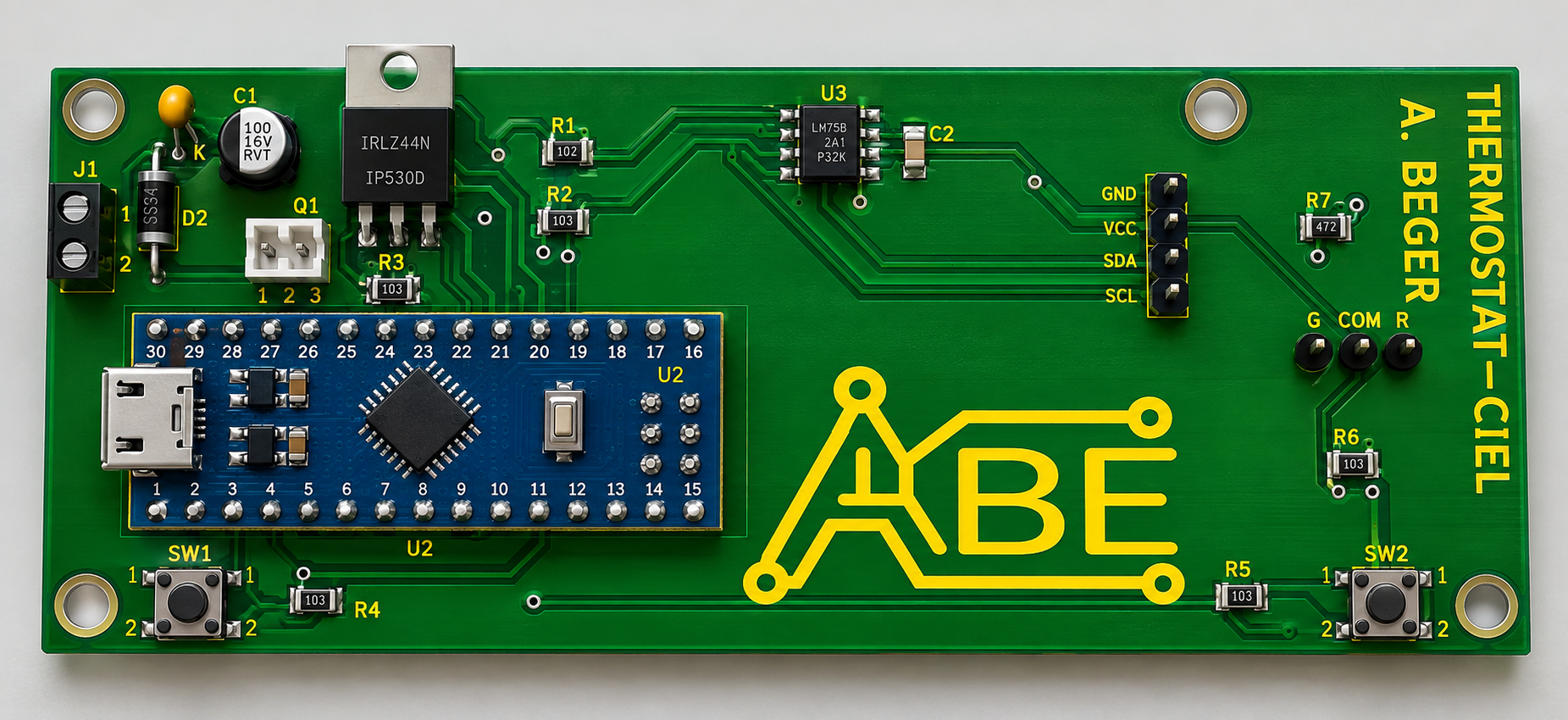 Face composants du PCB ThermostatCIEL